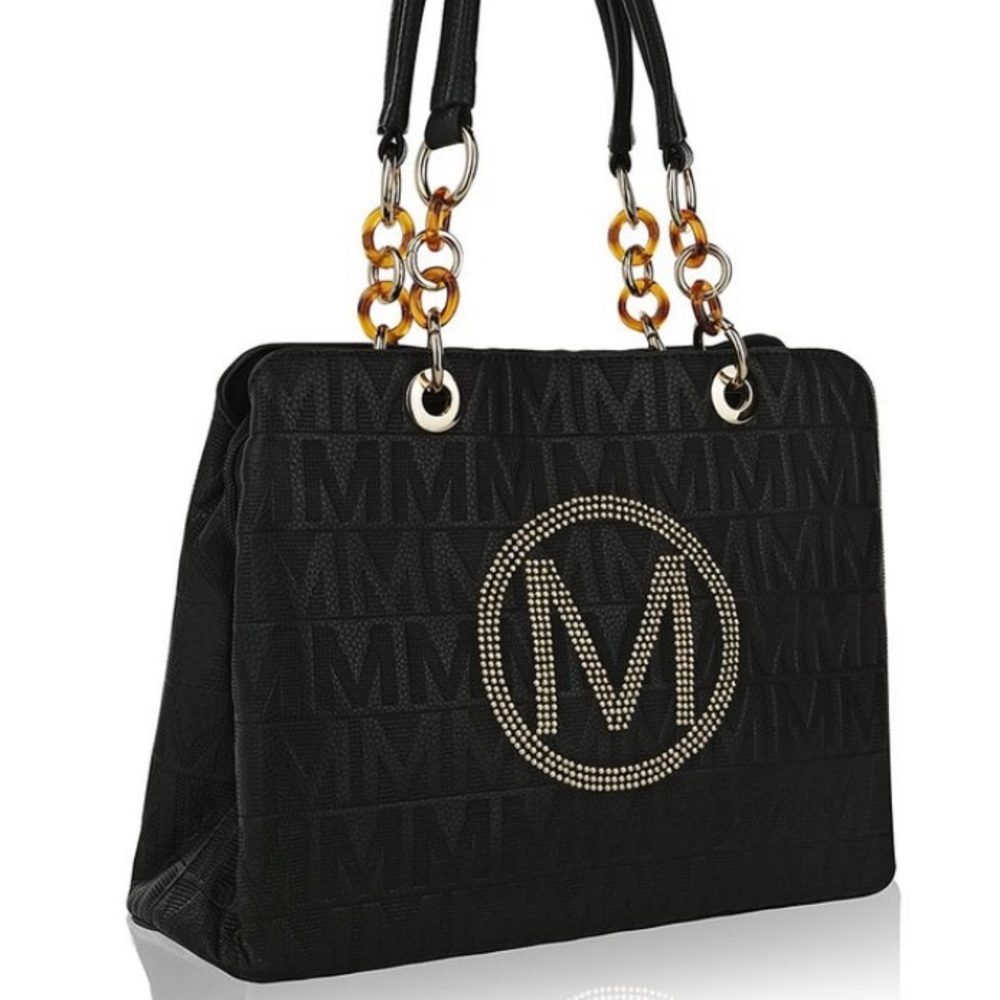 Mia K Collection Black Chain-Strap Satchel